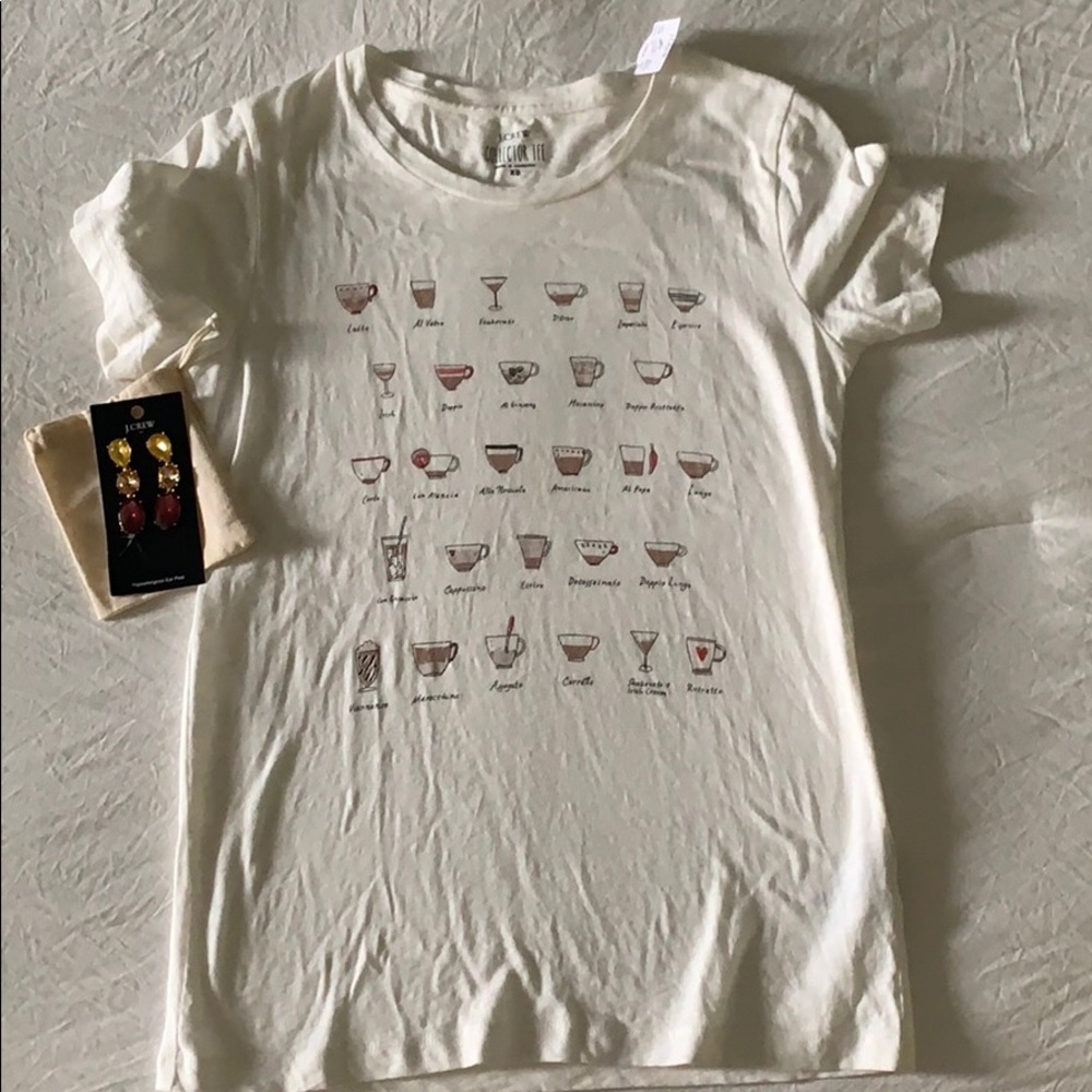 J. Crew Factory coffee tee and jewel earrings
